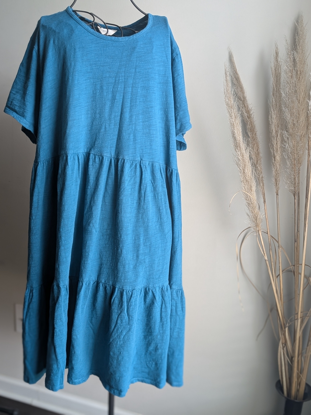 Terra & Sky Teal Blue Tiered Midi Dress